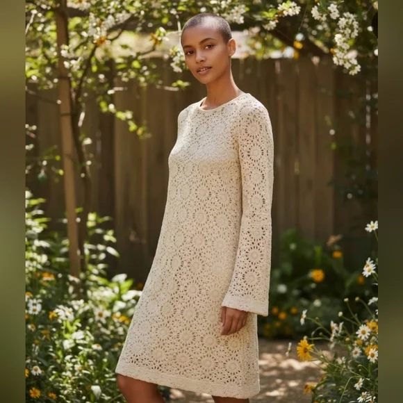 LOFT Cream Long Sleeve Lace Dress - Picture 5 of 5